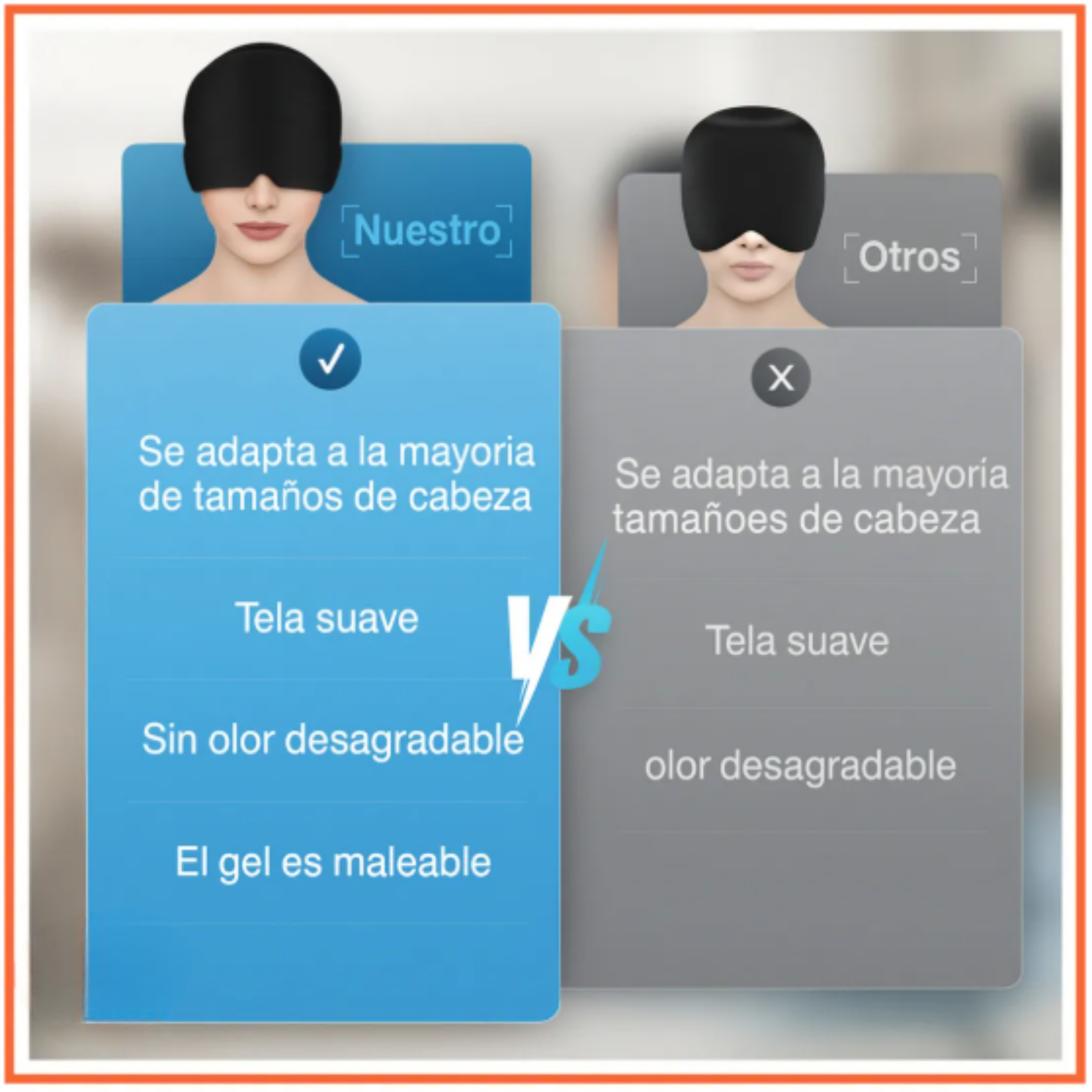 Gorro Terapéutico Para Migrañas Con Gel Frio/Calor